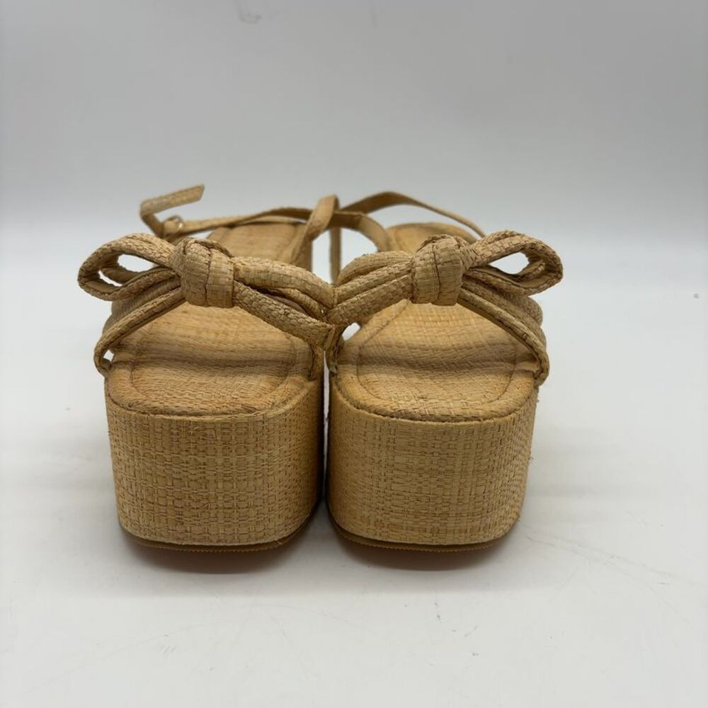 Unknown Raffia Platform Wedge Sandals w/ Bow